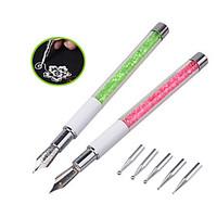 1pcs Nal Art Design Pen with 5pcs Dotting Heads Rhinestone Nail Painting Drawing Line Nail Beauty Decoration Tools