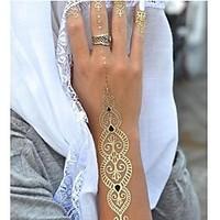 1PC Long Necklace Bracelet Gold Tattoos Temporary Tattoos Sticker Cuticle Tattoos Flash Tattoos Party Tattoos