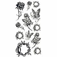 1pc Black Rose Butterfly Waterproof Tattoo Sample Mold Temporary Tattoos Sticker for Body Art(18.5cm8.5cm)