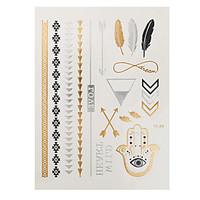 1pc Flash Metallic Temporary Tattoo Gold Silver Triangle Chain Woman Tattoo Sticker YS-04