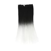 1Pieces 110g 20\'\' Clip in on Synthetic Hair Extensions Black Mixed White Straight Hair Weft Pieces