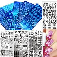 1pcs new sweet colorful image design nail stainless steel stamping pla ...