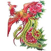 1Pc Waterproof Multicolored Large Phoenix Pattern Tattoo Sticker