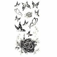 1pc Women\'s Waterproof Temporary Tattoos leg/Arm/Wrist Tattoos Glitter Grey Rose Butterfly Body Tattoos(18.5cm8.5cm)