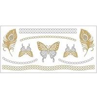 1Pc Gold And Silver Metallic Butterfly Necklace Bracelet Tattoo Sticker