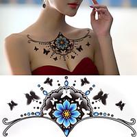 1pcs gold diy chest flowers big tattoo stickers colorful hot flashes b ...