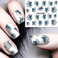1pcs Blue Butterfly Watermark Nail Stickers Nail Art Design