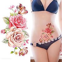 1piece Indian Arabic Fake Temporary Tattoos Stickers Rose Flowers Arm Shoulder Tattoo Waterproof