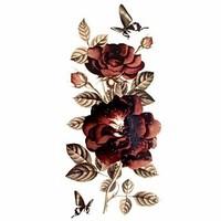 1pc Glitter Rose Waterproof Tattoo Pattern Temporary Tattoo Sticker for Body Art (18.5cm8.5cm)