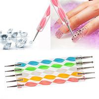 1PCS 2-way 2-end Dotting Marbleizing Pen Nail Art Tool Multi-color(13cm Length, Random Color)