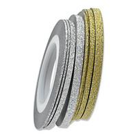 1pcs 3mm 20m Nail Art Gold/Silver Glitter Stripe Tape Nail Art Decoration tools NC275