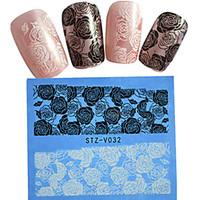 1pcs new nail art lace sticker colorful flower and rose butterfly nail ...