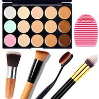 1PCS 15 Colors Camouflage Natural Contour Face Cream/Facial Concealer Makeup Palette1 Contour Brush1 Brush Egg