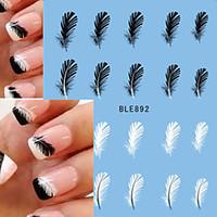 1pcs Beautiful Black White Feather Nail Art Decal Stickers Nail Art BLE892