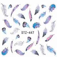 1pcs Fashion Different Colors Beautiful Feather Nail Art Water Transfer Decals For Lady Beauty Nail Art Design STZ445-448