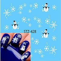 1pcs Sweet Christmas Nail Art Sticker Beautiful Snowflakes Lovely Deer Design Nail Water Transfer Decals Nail Makeup Design STZ-428