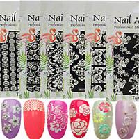1pcs New 3D Nail Art Sticker Colorful Design White Sweet Lace Beautiful Flower Design Micro-carving Printing Pattern Nail Beauty Deco Tip DP211-224