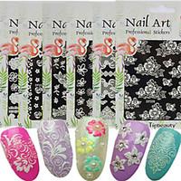 1pcs New 3D Nail Art Sticker Micro-carving Printing Pattern Colorful Design Beautiful Flower Sweet Lace Design Nail Beauty Nail Art Tip DP201-210