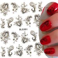 1pcs New Sweet Nail Art Sticker Beautiful Black Flower Vine Design Nail Water Transfer Decals Nail Beauty Tip BLE891
