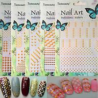 1pcs new fashion nail art 3d sticker mixed whitegold colorful pattern  ...