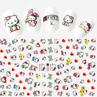 1pcs Fashion Lovely Cartoon Hello Kitty Beautiful HeartBow-knot Design Nail Art DIY Beauty 3D Stickers Cute Decoration F097