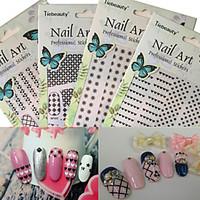 1pcs New Fashion DIY Creative Mixed BlackWhite Decoration Colorful Pattern Design Nail Art 3D Sticker BP201-210