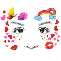 1Pcs Rainbow Love Heart Lovely Kid\'s Tattoo Sticker Colorful Glitter Tattoo On Face As Gift To Children