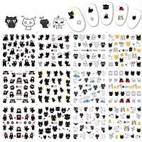 1pcs 12Design New Nail Art Sticker Lovely Cartoon Cat Expression Design Nail Cute Water Transfer Decals Lovely Nail Art Tips A1333-1344