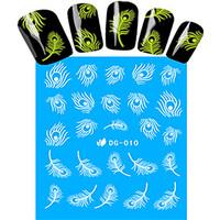 1pcs nail art water transfer noctilucent sticker feather decoration na ...