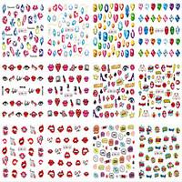 1pcs 12design Nail Art Sticker ColorfulLovely Image Red Lips Charming Diamond Image Water Transfer Decals Makeup Cosmetic Nail Art Design BN577-588
