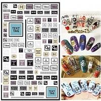 1PCS 3D English The Letter Digital Nails Stickers