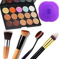 1PCS 15 Colors Camouflage Natural Contour Face Cream/Facial Concealer Makeup Palette1 Contour Brush1 Brush Pad