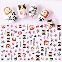 1pcs 3D Nail Stickers Lovely Cartoon Image Colorful Cute Cat Leopard Cat Nail Art Tips Design Manicure Beauty F071-078