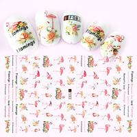 1pcs Fashion Beautiful Flower Lovely Pink Flamingo Design Nail Art 3D Stickers Creative Design DIY Beauty Decoration F083