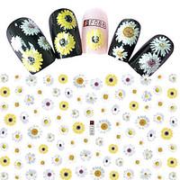 1pcs Summer Fashion Fresh Style Nail Art 3D Stickers Beautiful WhiteYellow Chrysanthemum Design For Nail DIY Beauty F088