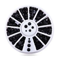 1pcs black 3d nail rhinestone pearls nail tips sticker decoration whee ...