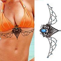 1pcs Beast Colorful Tattoo Sticker Blue Gemstone Design Tattoo Chest Sticker Temporary Tattoo Body Art