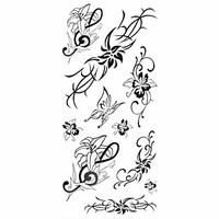1pc Lily Butterfly Flower Series Waterproof Body Art Tattoo Pattern Temporary Tattoos Sticker(18.5cm8.5cm)