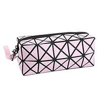 1Pca Fashion Geometric Zipper Cosmetic Bag Women Laser Flash Diamond Leather Makeup Bag Ladies Cosmetics