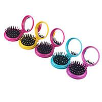 1Pc Airbag Massage Folding Comb With Mirror Hair Brushes For Girls Travel Accessory Portable Folding Mini Round Massage Comb Color Random