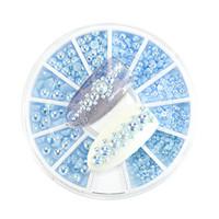 1pcs New Mixed 1.5/2/2.5/4mm Fresh Style Nail Art DIY Beauty 3D Decoration Light Blue AB Crystal Pearl Accessories Nail Art Flatback Pearls