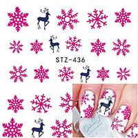 1pcs Sweet Christmas Nail Art Water Transfer Decals Beautiful Snowflakes Lovely Deer Design Nail Sticker Nail Beauty Decoration STZ-436
