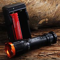 1set 1800LM Tactical Zoomable CREE XM-L T6 LED 18650 Flashlight Torch Zoom Lamp Light 2 x 18650 Battery Charger