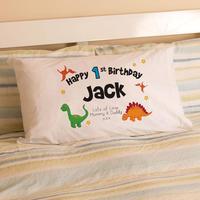 1st Birthday Dinosaur Pillowcase