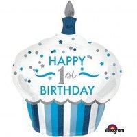 1st Birthday Cupcake Boy Supershape Foil Balloons 29\