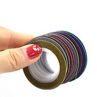 1set 1mm 12rolls Mixed Colors Glitter Sparkling Nail Art Foil Stripping Tape Nail Art DIY Manicure Tips