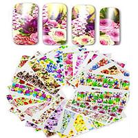 1set 48pcs Mixed Full Cover Wrap Nail Art Watermark Sticker Beautiful Flower Image Design Water Transfer Decals Nail Set Decoration A49-96