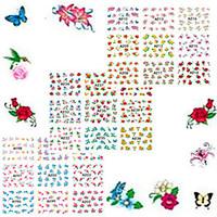1set 48pcs Mixed Full Cover Wrap Beautiful FlowerButterfly Design Nail Art Watermark Sticker Nail Set Water Transfer Decals Decoration A193-240