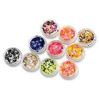 1Set 10 Colors New Nail Designs Round 1-3mm Nail Glitter Powder Dust 3D Nail Art Decorations Sparkly Paillette DIY Tips B10