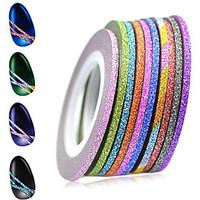 1set 2mm 12 Mixed Sparkling Colors Laser Glitter Nail Art Striping Tape Line DIY Nail Decorations Manicure Tools